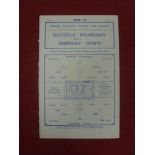 1931/32 Sheffield Wednesday v Grimsby Town, an ex bound volume football programme from the game