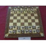 Real Madrid, a Chess Set and Board, the Chess pieces are in the style of various trophies won by the