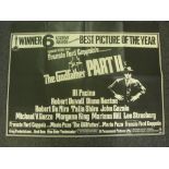 Film Memorabilia, a quad size poster for the Godfather Part Two