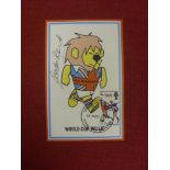 World Cup Willie, original postcard signed by Gordon Banks