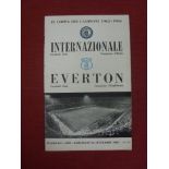 1963/64 Inter Milan v Everton, a rare programme from the European Cup tie played on 25/09/1963