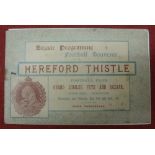 1897 Hereford Thistle, a football programme style souvenir ussue for the Club Bazarr on the 19/