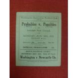 1928/29 Workington, Probables v Possibles, a programme from the Friendly game played at on 20/08/