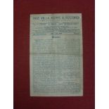 1943/44 Football League War Cup, North Semi-Final, Aston Villa v Sheffield Utd, a programme from the