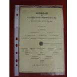 1945/46 Denmark v Combined Services, a single sheet programme from the game played on 19/12/1945