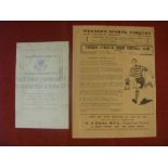 Rugby Union, Cardiff, a pair of match programmes, 14/10/1936 Devon v Police Union at Torquay and