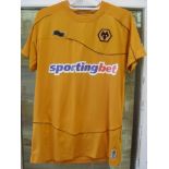 2011/2012 Wolverhampton Wanderers, a match worn, home, old gold, Premier League shirt. As worn by