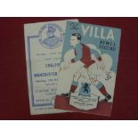 1948/1949 Manchester Utd, a pair of away programmes, Aston Villa and Chelsea