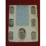 Rugby Union, 1930 England v France, an album page with 14 signatures laid down including, Novis,