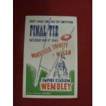 1946 Rugby League Cup Final, Wakefield Trinity v Wigan, a programme from game played at Wembley on