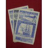 1944/45 Portsmouth, a collection of 3 home football programmes, 11/11/1944 Reading, 26/12/1944