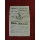 1930/31 Rugby League, Warrington v Wigan, a programme from the game played on 07/02/1931, crsd, sl