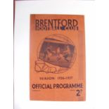 1936/37 Brentford v Man Utd, a programme from the game played on 10/10/1936