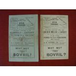 1935/1936 Rugby Union, a pair of Cardiff home programmes, in various condition (adhesive marks on