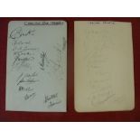 1944/1945 Football, a pair of autographed album pages, Charlton with 13 signatures, Crystal Palace