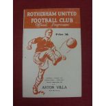 1961 Football League Cup Final, Rotherham v Aston Villa, a programme from the game played on 22/08/