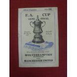 1948/49 FA Cup Semi-Final, Wolverhampton Wanderers v Manchester Utd, a programme from the game
