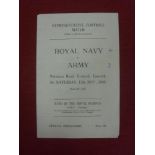 1945/46 Royal Navy v Royal Army, a programme from the game played at Ipswich on 17/11/1945, sof, tc