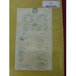 Rugby Union, Wales v Ireland, a large autograph page, from the victory international played at