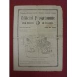 1919/20 Tottenham v Aston Villa, a programme from the FA Cup played on 06/03/1920, folded, worn on