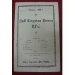 1932/33 Rugby League, Hull Kingston Rovers v Wigan, a programme full the game played on 17/12/1932