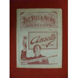 1929/30 Aston Villa v Leeds Utd, a programme from the game played on 04/01/1930