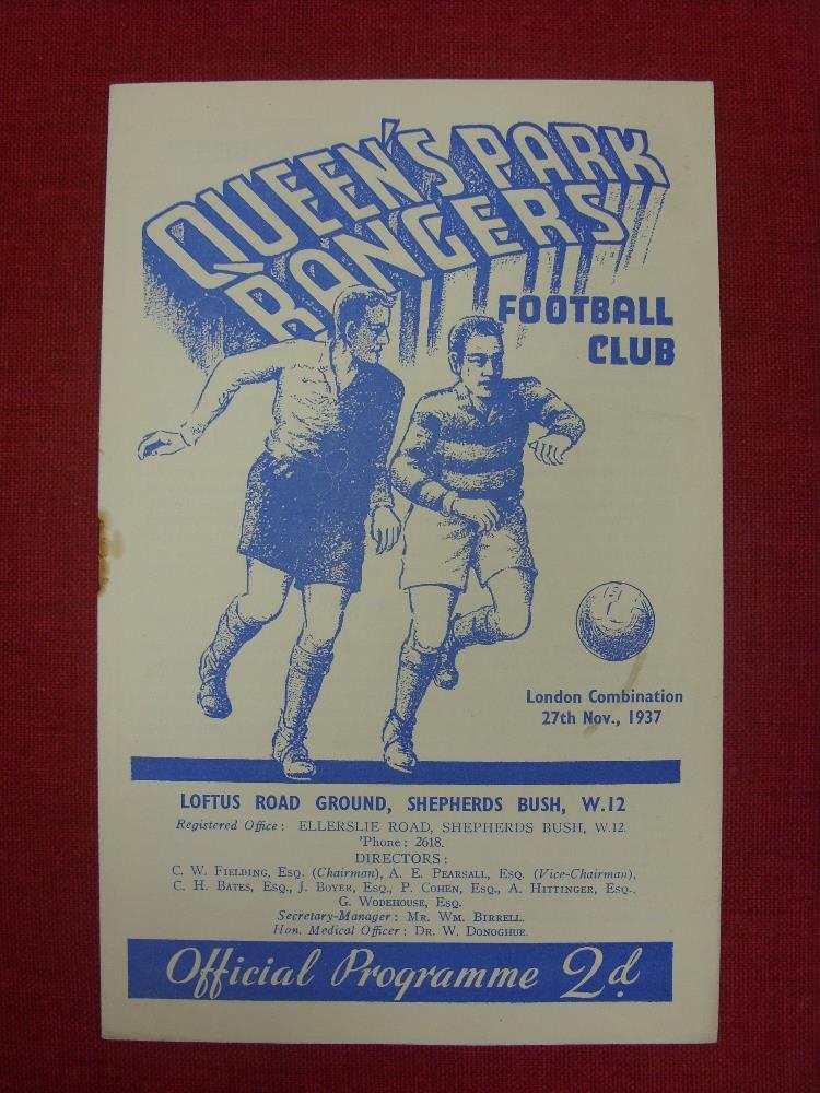 1938/38 QPR Reserves v Swansea Reserves, a programme from the game played on 27/11/1937, Rust