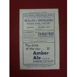 1944 Wales v England, a programme from the game played at Cardiff on 06/05/1944
