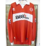 2005/2006 Middlesbrough, a players red home shirt, worn by Mendieta, Number 14 on reverse, the shirt