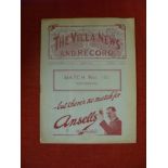 1938/39 Aston Villa v Portsmouth, a programme from the game played on 01/10/1938