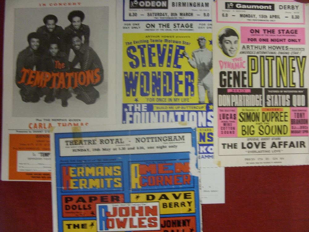 Pop Music Memorabilia, a collection of 4 Pop Flyers, advertising future concerts, Gene Pitney,