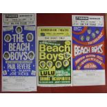 Pop Music Memorabilia, a collection of 3 Pop Flyers, advertising future concerts, The Beach Boys (
