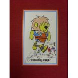 World Cup Willie, original postcard signed by Norman Hunter