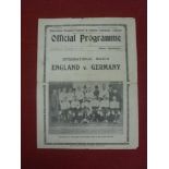 1935 England v Germany, a programme from the game played at Tottenham on 04/12/1935, slight tears,