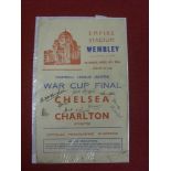 1944 FL War Cup Final, Chelsea v Charlton, an autographed programme, with 8 signatures from the game