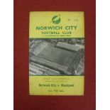 1961/62 Football League Cup Semi-Final, Norwich v Blackpool, a programme from the game played on