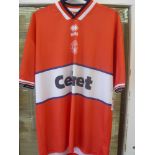 1997/1998 Middlesbrough, a players red home shirt, as worn by number 6, mainly worn during the