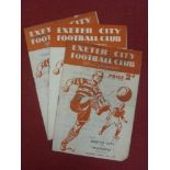 1946/47 Exeter City, a collection of 3 home football programmes in various condition, Watford,