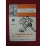 1964 European Cup Final, Inter Milan v Real Madrid, a programme from the game played in Vienna on