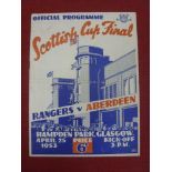 1953 FA Scottish Cup Final, Rangers v Aberdeen, a programme from the game played at Hampden Park