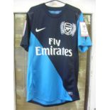 2011/12 Arsenal, a match worn black/torquise blue away shirt, rare Emirates Cup edition, worn by