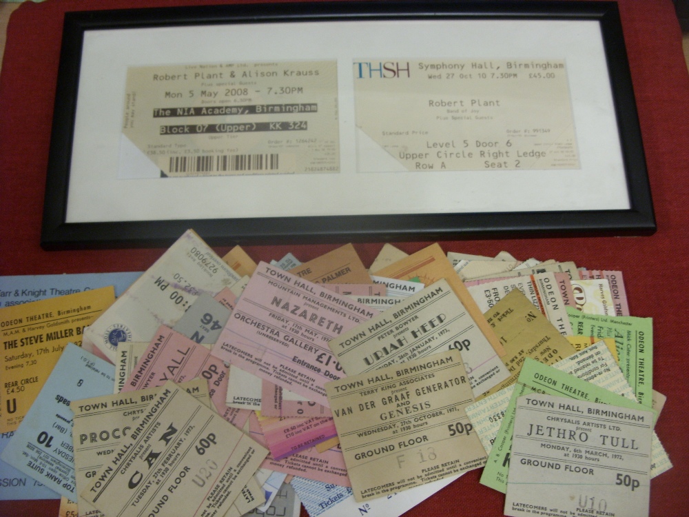 Pop Memorabilia, a collection of over 100 concert tickets, mainly from the 1970's in the