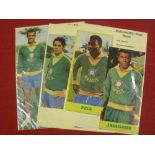 1970 World Cup, a collection of 6 autographed magazine pictures of the Brazilian team, Pele,