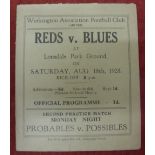 1928/29 Workington, Reds v Blues, a programme from the Friendly game played on 18/08/1928, team