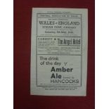 1945 Wales v Englad, a programme from the game played at Cardiff on 05/05/1945