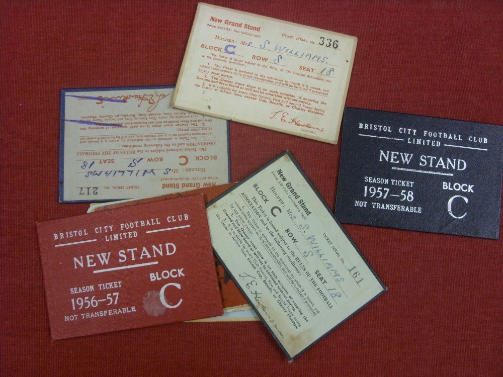 Bristol City, a collection of 8 season tickets or passes, 1924/25, 1939/40, 1953/54, 1954/55, 1955/