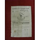 1929/30 Rugby League, Warrington v Wigan, a programme from the game played on 14/09/1929, single