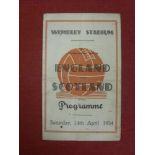 1934 England v Scotland, a pirate programme from the game played at Wembley on 14/04/1934, folded,