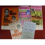 Pop Music Memorabilia, a collection of 5 Pop Flyers, advertising future concerts, The Hollies,