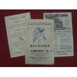 1946/47 Crewe Alexandra, a collection of 3 away football programmes, Rochdale, Rotherham,